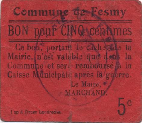 5 Centimes FRANCE régionalisme et divers  1916 JP.02-2587 TTB