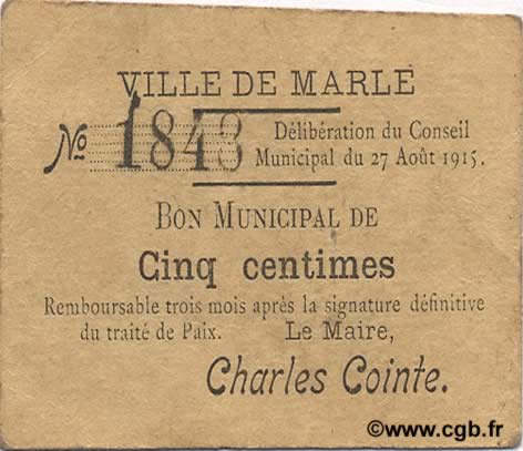 5 Centimes FRANCE régionalisme et divers  1915 JP.02-2647 TTB+