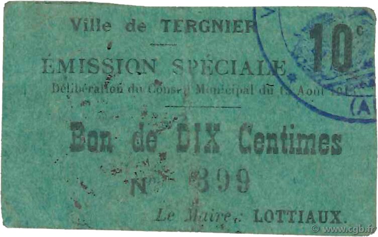 10 Centimes FRANCE Regionalismus und verschiedenen  1915 JP.02-2721 SS