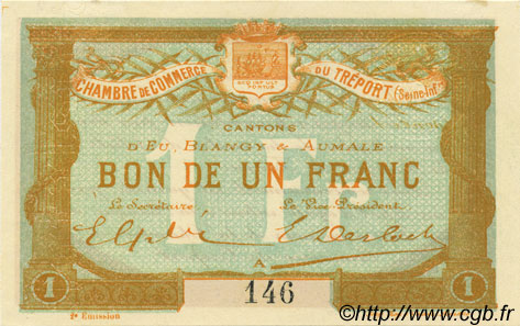 1 Franc FRANCE régionalisme et divers Le Tréport 1915 JP.071.06 pr.NEUF