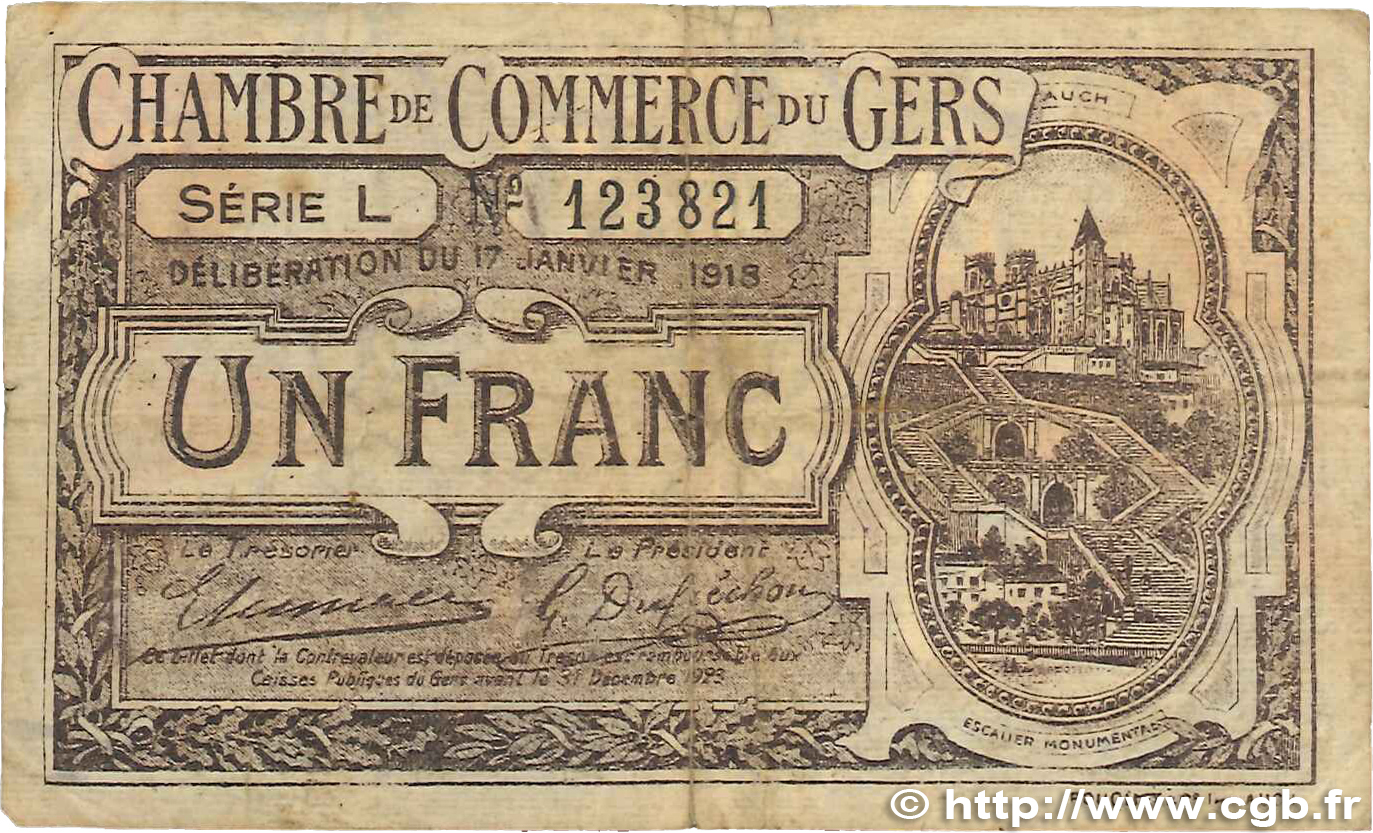 1 Franc FRANCE régionalisme et divers Auch 1918 JP.015.14 TB