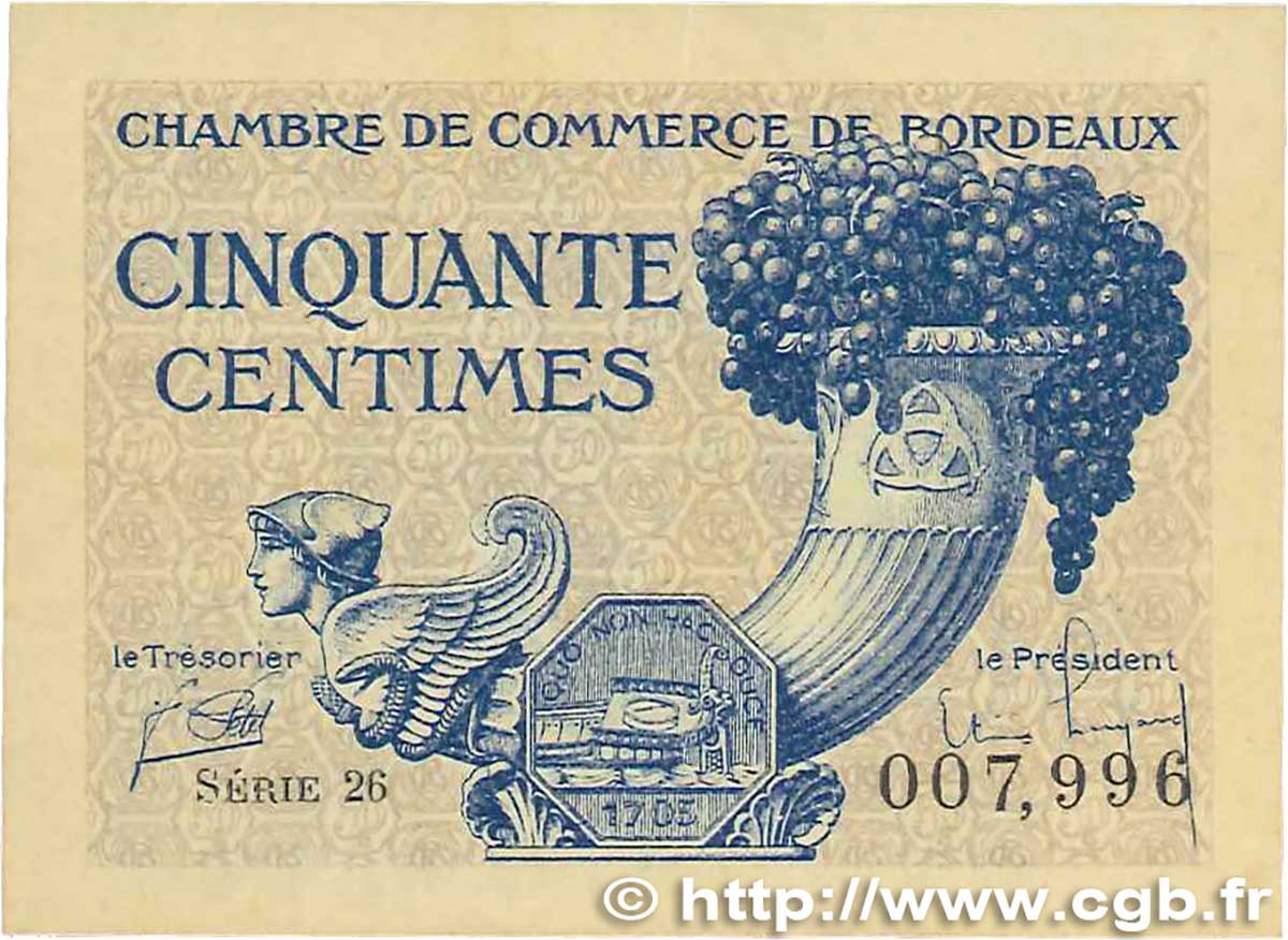 50 Centimes FRANCE régionalisme et divers Bordeaux 1921 JP.030.28 pr.SPL