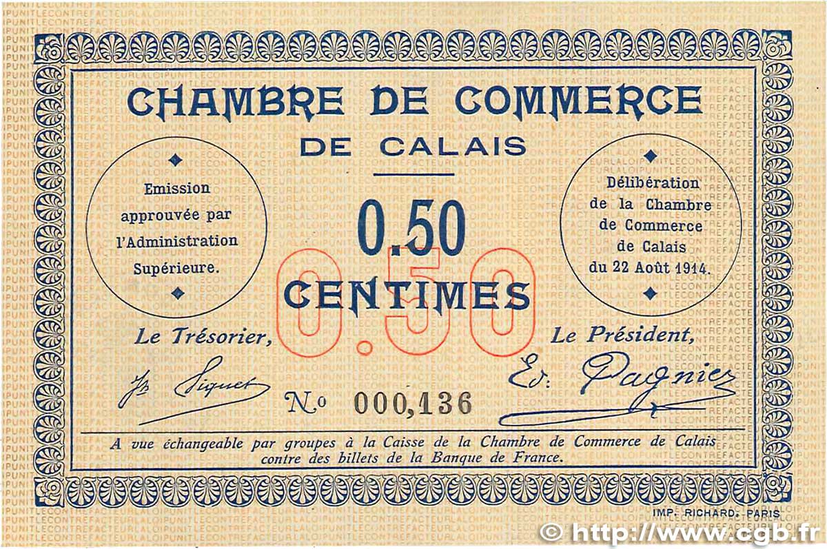 50 Centimes FRANCE régionalisme et divers Calais 1914 JP.036.01 SPL+