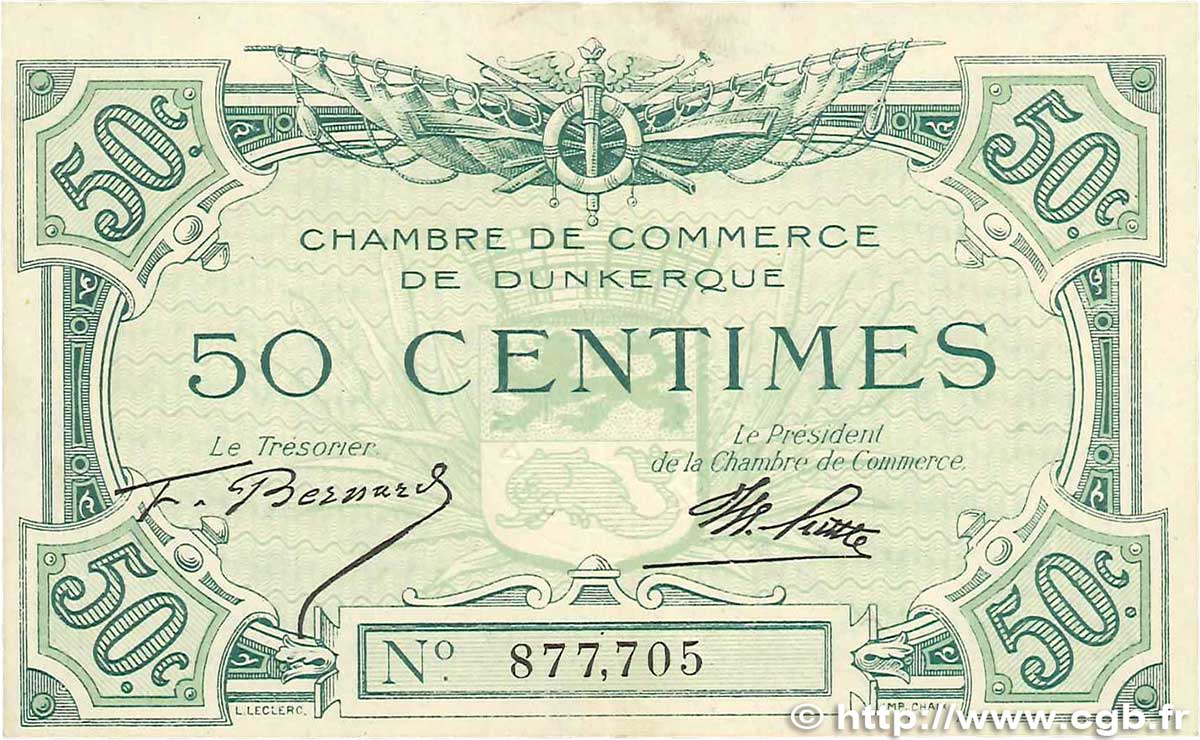 50 Centimes FRANCE régionalisme et divers Dunkerque 1918 JP.054.01 TTB+