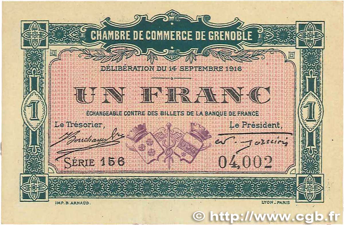 1 Franc FRANCE régionalisme et divers Grenoble 1916 JP.063.06 SPL+