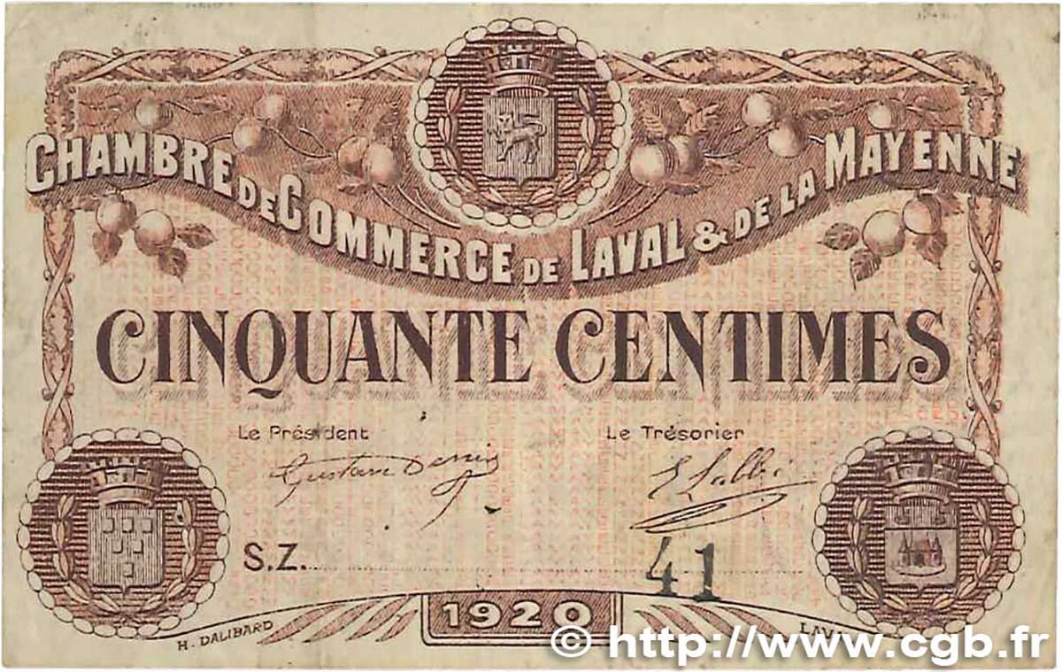 50 Centimes FRANCE régionalisme et divers Laval 1920 JP.067.03 TTB