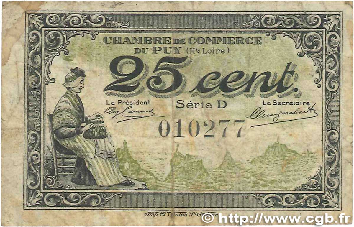 25 Centimes FRANCE régionalisme et divers Le Puy 1916 JP.070.07 TB