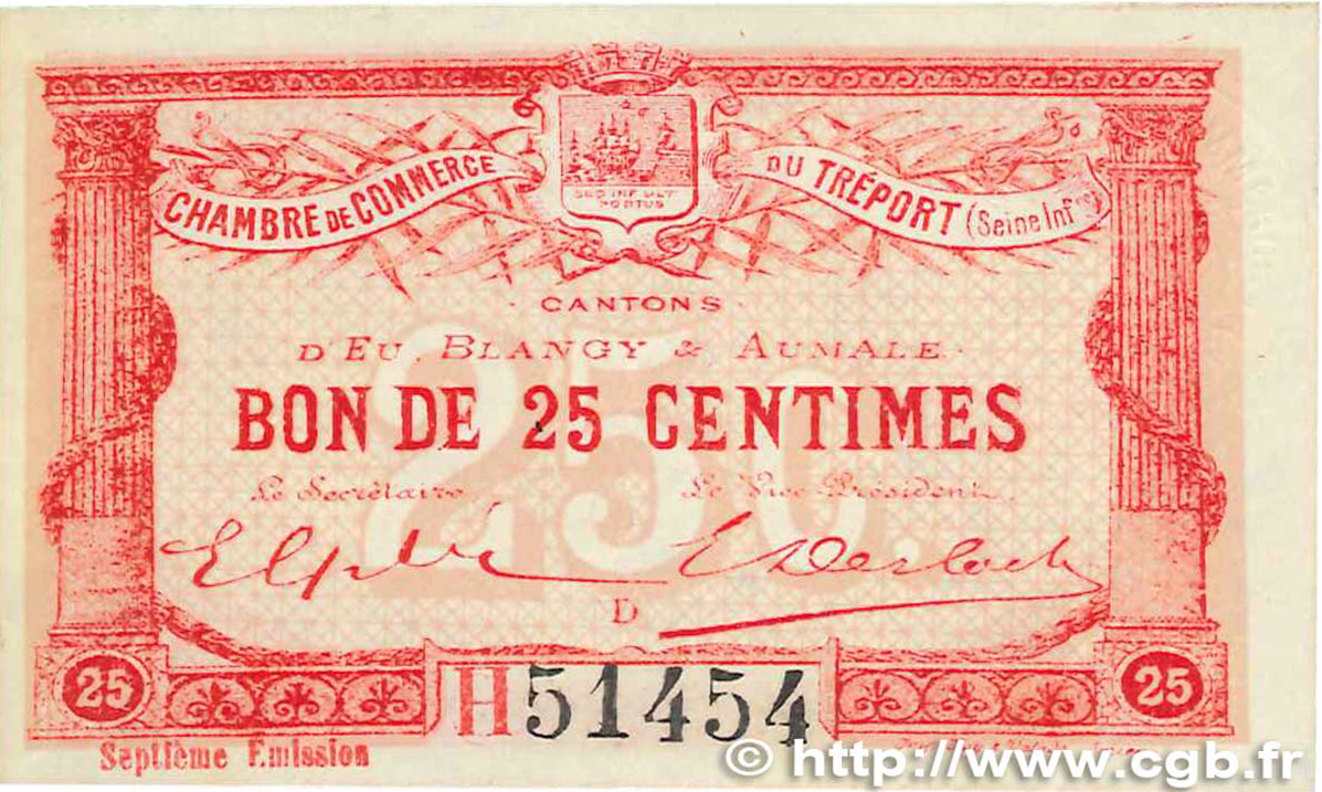 25 Centimes FRANCE régionalisme et divers Le Tréport 1916 JP.071.27 SUP+