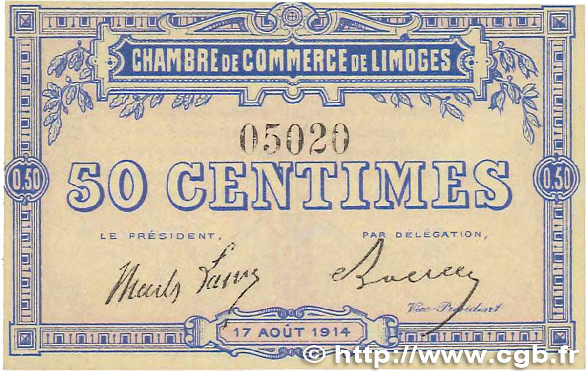 50 Centimes FRANCE régionalisme et divers  1914 JP.073.01var. SUP
