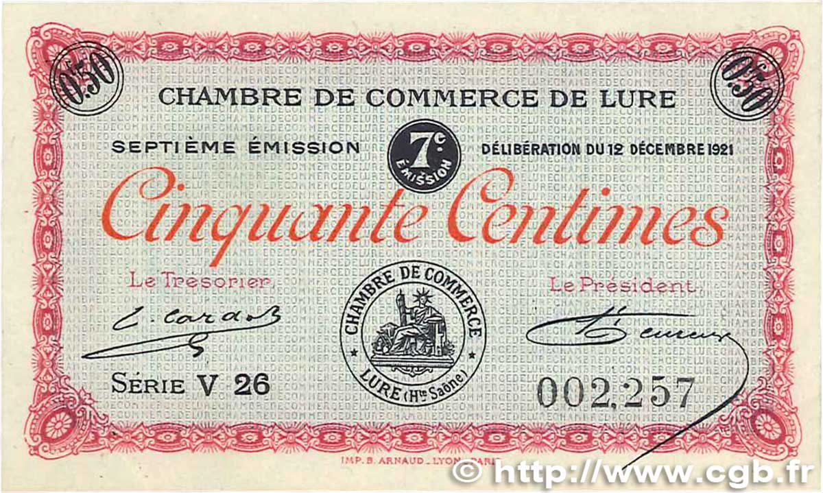 50 Centimes FRANCE régionalisme et divers Lure 1921 JP.076.41 SUP