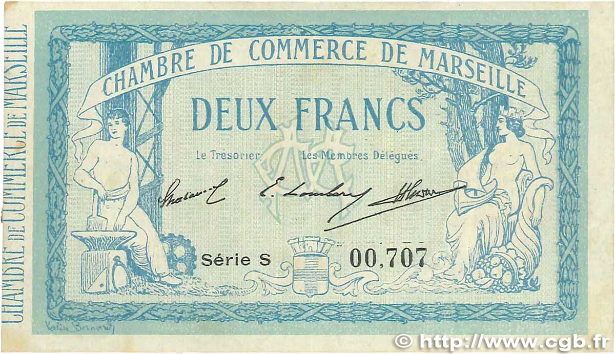 2 Francs FRANCE régionalisme et divers Marseille 1914 JP.079.18 pr.TTB
