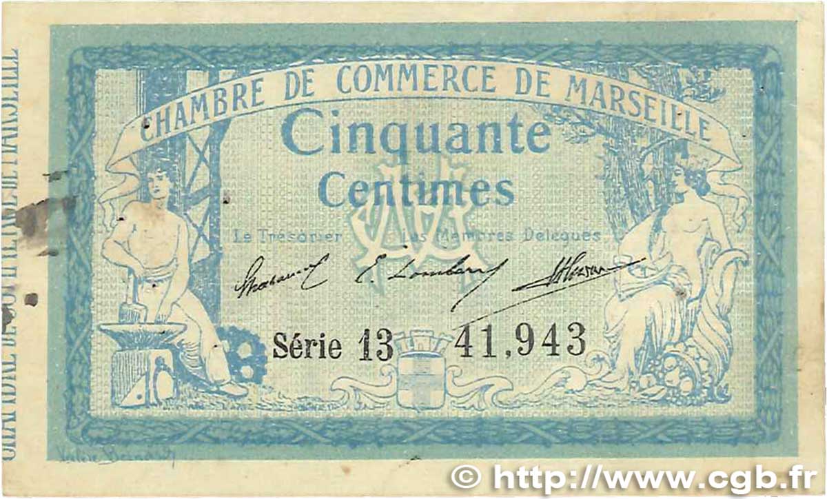 50 Centimes FRANCE régionalisme et divers Marseille 1914 JP.079.27 TTB