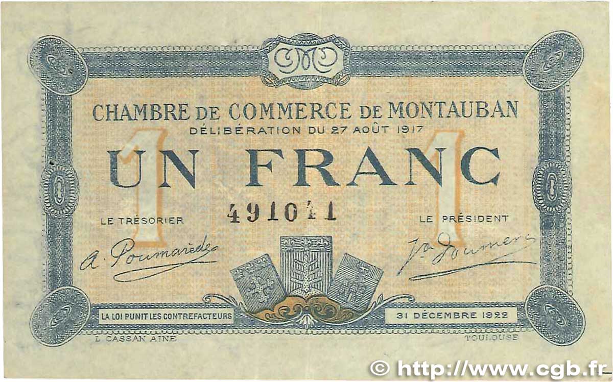 1 Franc FRANCE régionalisme et divers  1917 JP.083.15var. TTB