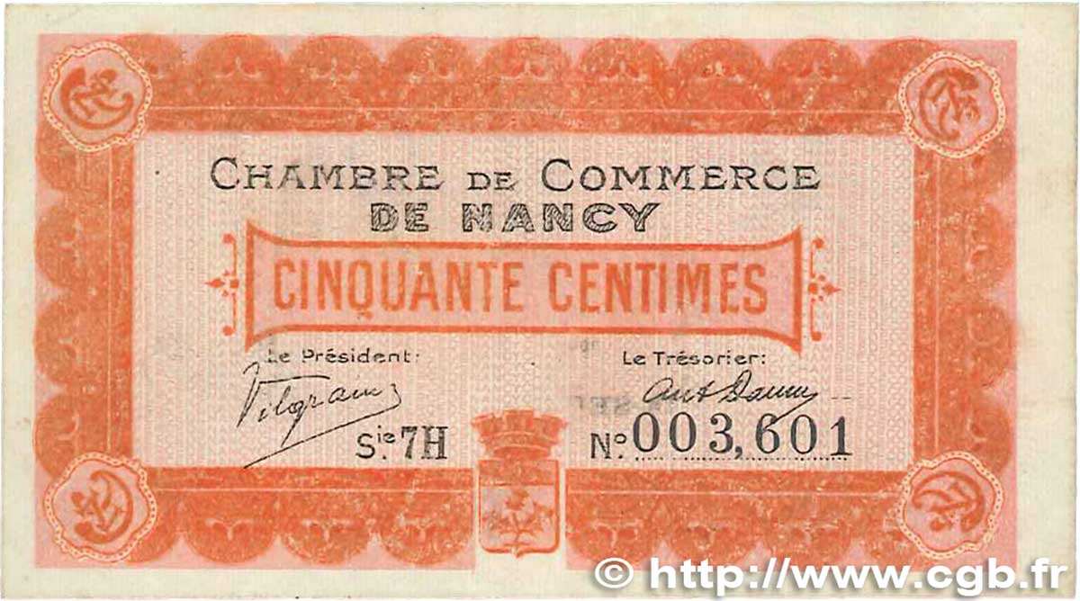 50 Centimes FRANCE régionalisme et divers Nancy 1917 JP.087.14 TTB+