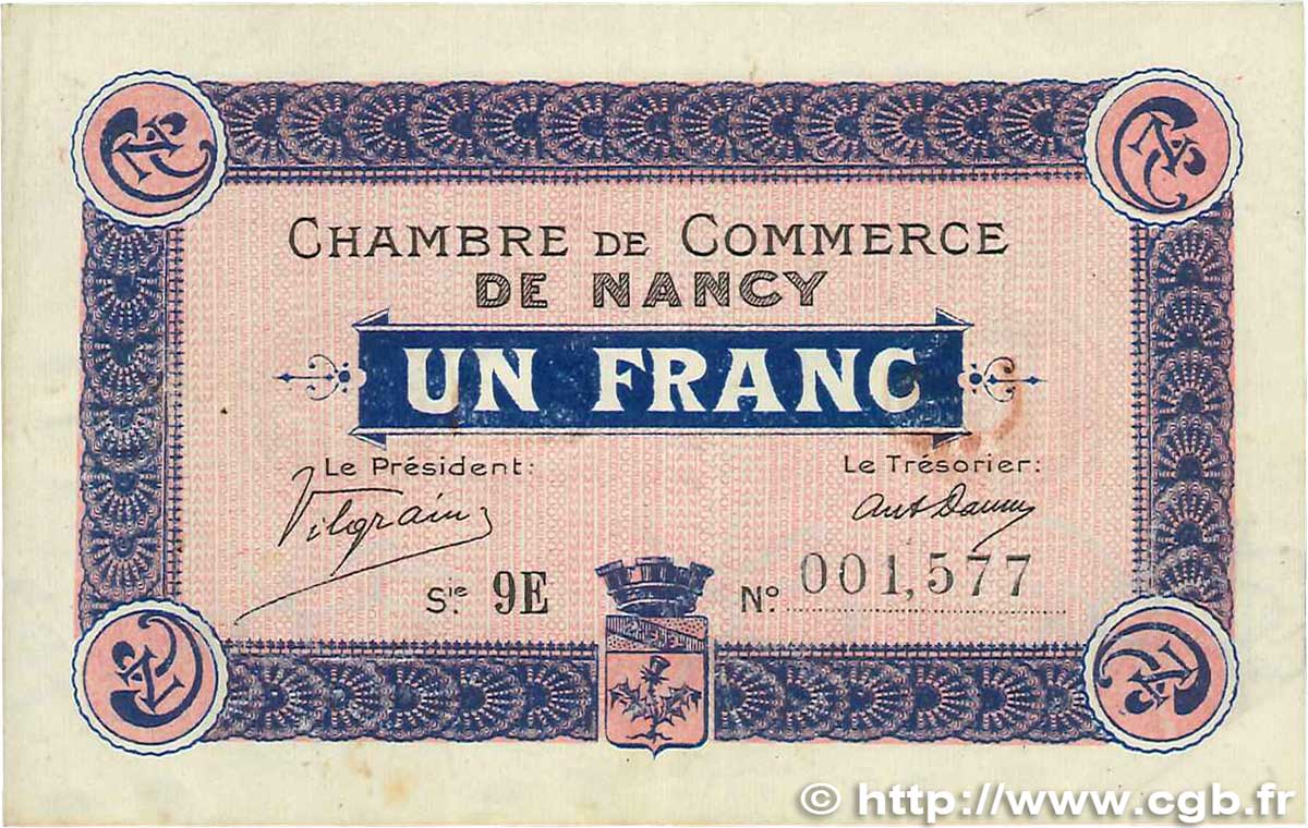 1 Franc FRANCE régionalisme et divers Nancy 1918 JP.087.18 TTB