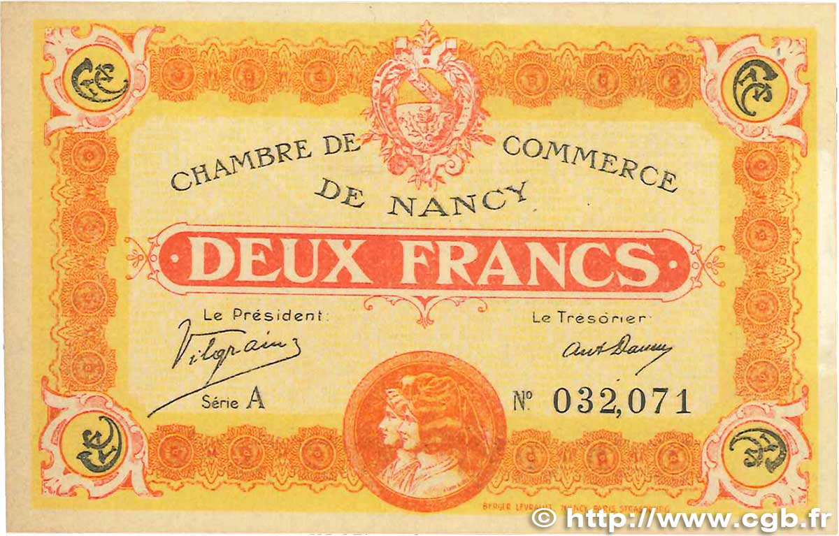 2 Francs FRANCE régionalisme et divers Nancy 1918 JP.087.25 SPL