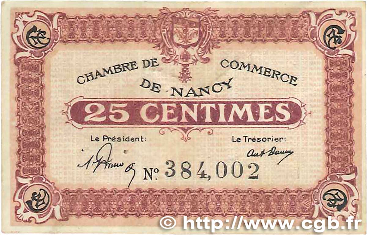 25 Centimes FRANCE régionalisme et divers Nancy 1918 JP.087.56 TTB