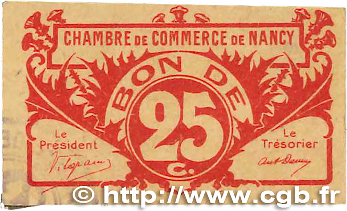 25 Centimes FRANCE régionalisme et divers Nancy 1918 JP.087.64 TTB
