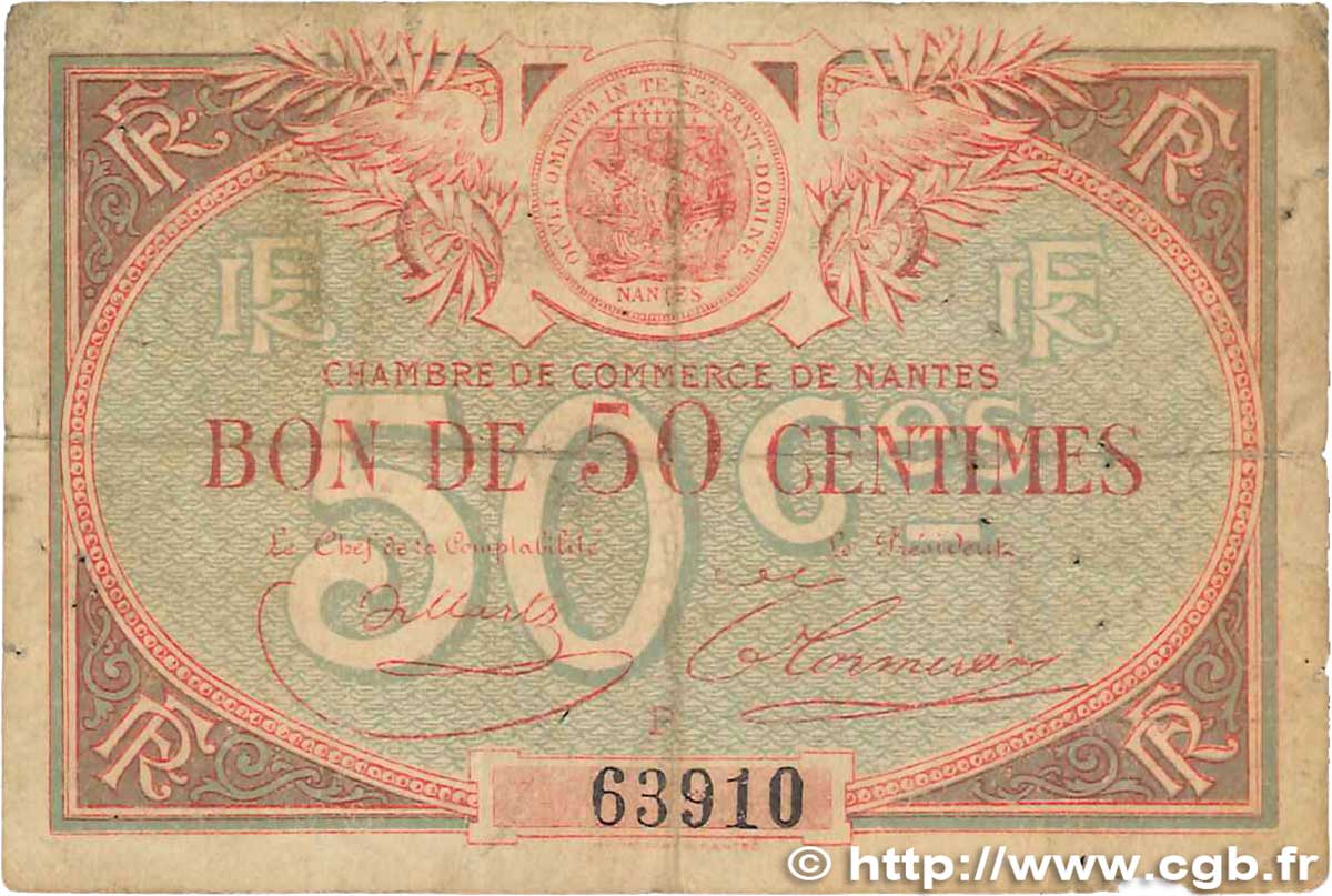 50 Centimes FRANCE régionalisme et divers Nantes 1918 JP.088.13 B