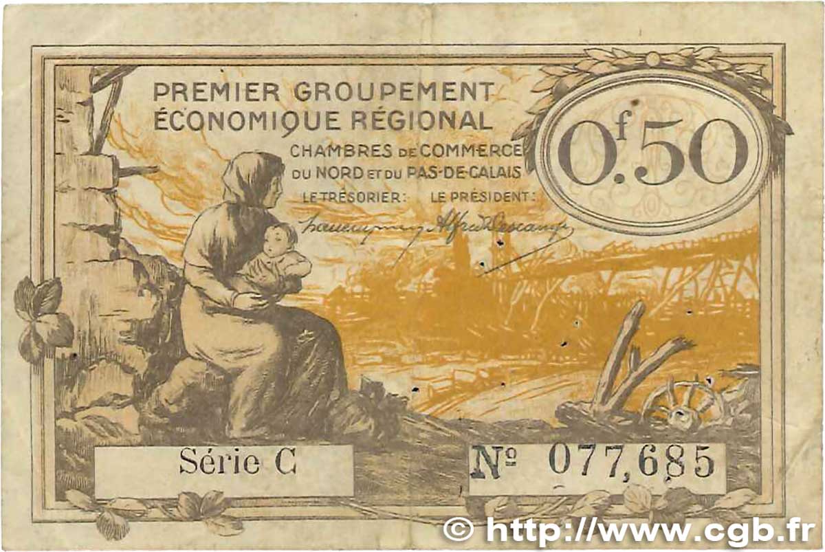 50 Centimes FRANCE régionalisme et divers Nord et Pas-De-Calais 1918 JP.094.04 TTB
