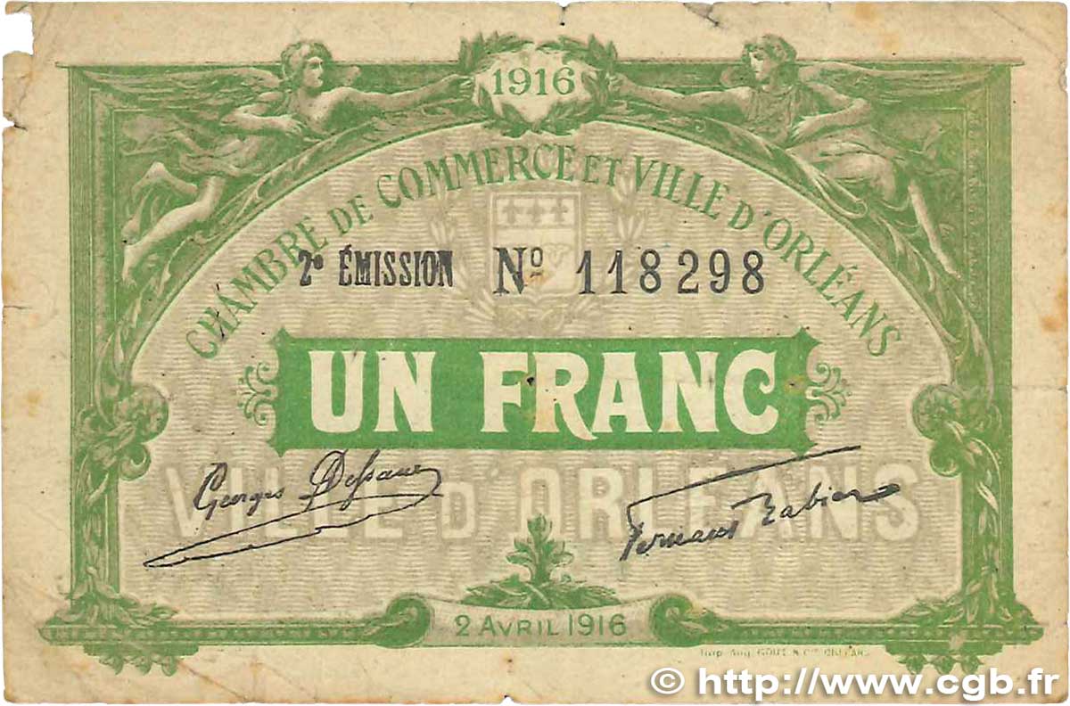 1 Franc FRANCE régionalisme et divers  1916 JP.095.12var. B