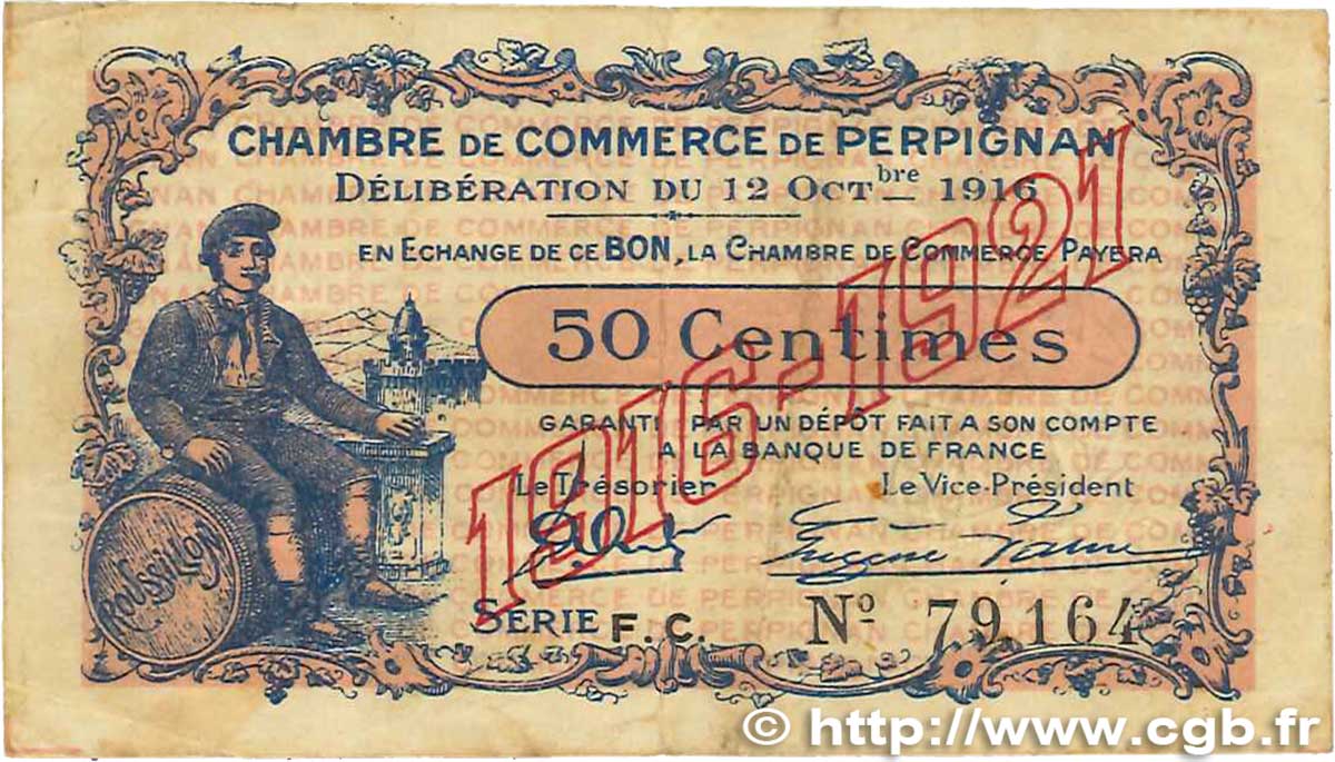 50 Centimes FRANCE régionalisme et divers Perpignan 1916 JP.100.19 TB