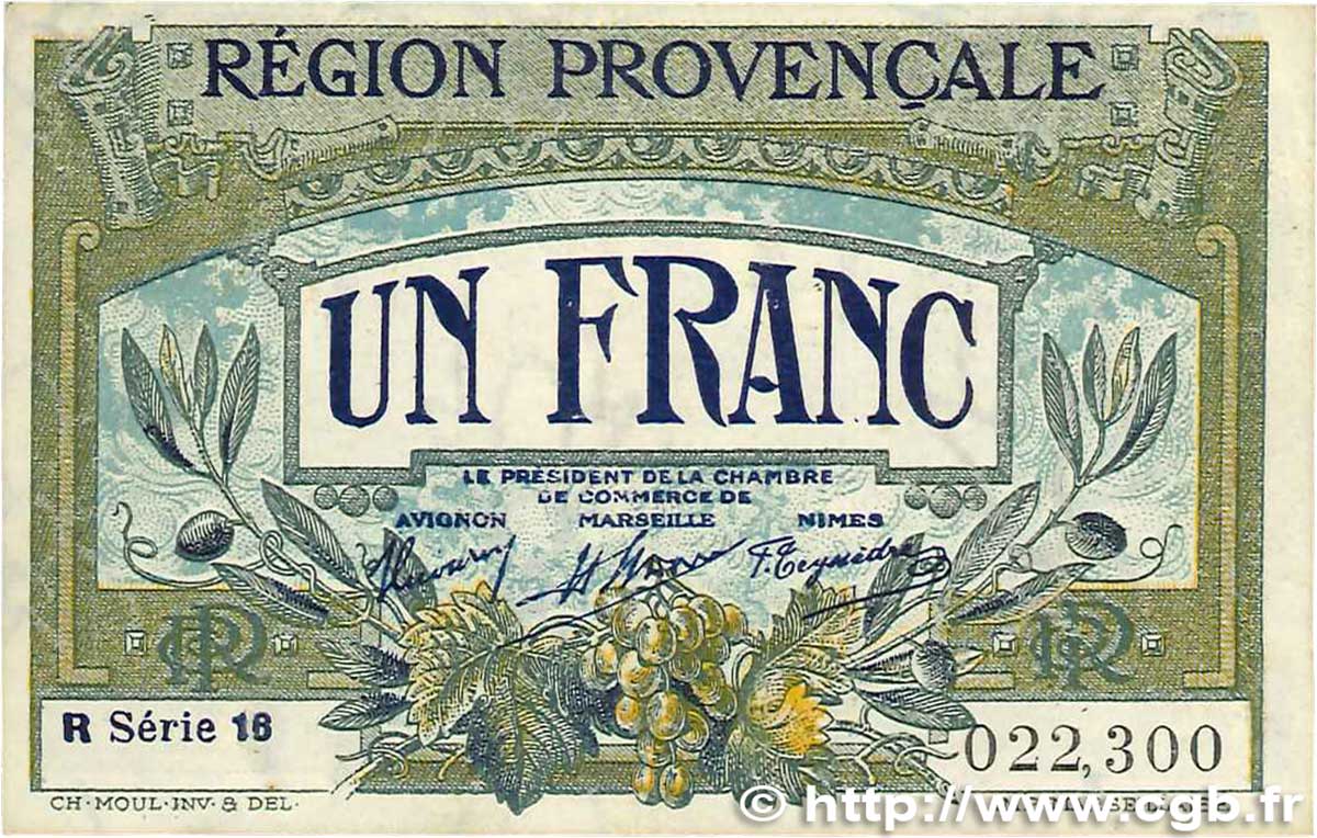 1 Franc FRANCE régionalisme et divers Alais, Arles, Avignon, Gap, Marseille, Nîmes, Toulon 1918 JP.102.12 TTB+