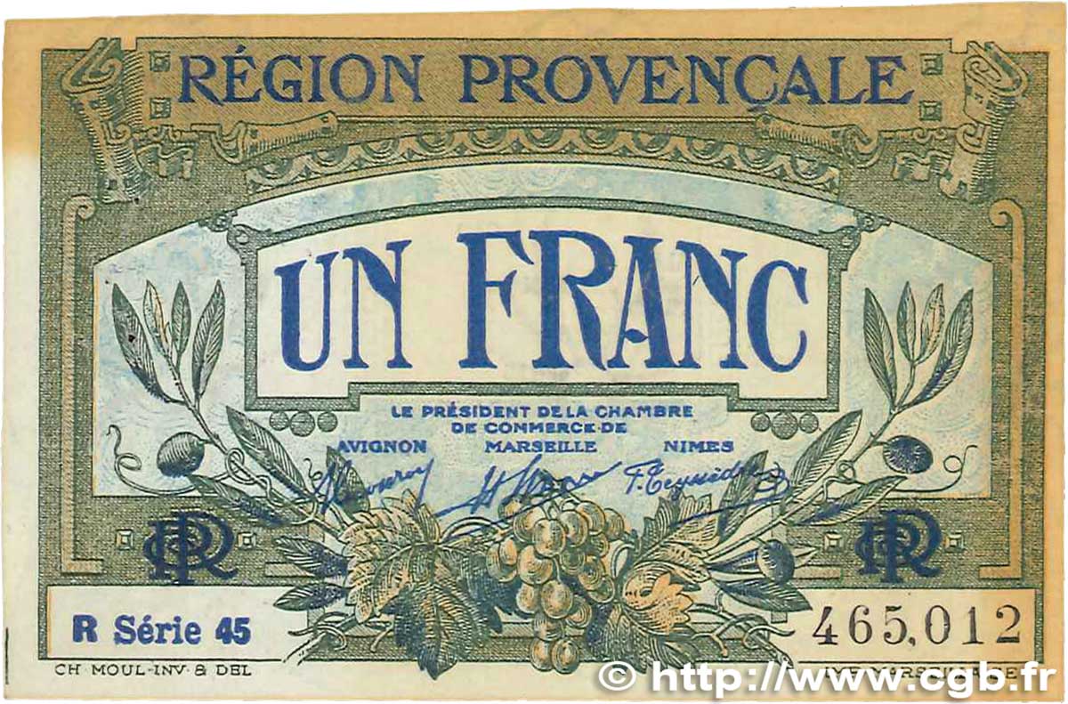 1 Franc FRANCE régionalisme et divers Alais, Arles, Avignon, Gap, Marseille, Nîmes, Toulon 1918 JP.102.18 TTB+