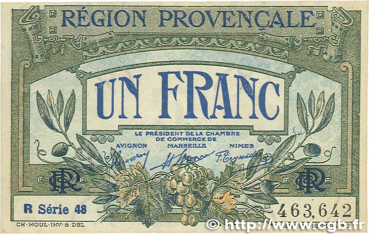 1 Franc FRANCE régionalisme et divers Alais, Arles, Avignon, Gap, Marseille, Nîmes, Toulon 1918 JP.102.18 SUP