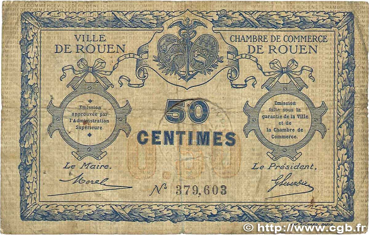 50 Centimes FRANCE régionalisme et divers Rouen 1920 JP.110.01 B