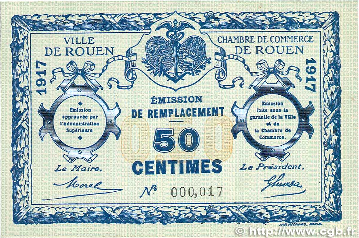 50 Centimes FRANCE régionalisme et divers Rouen 1917 JP.110.28 TTB