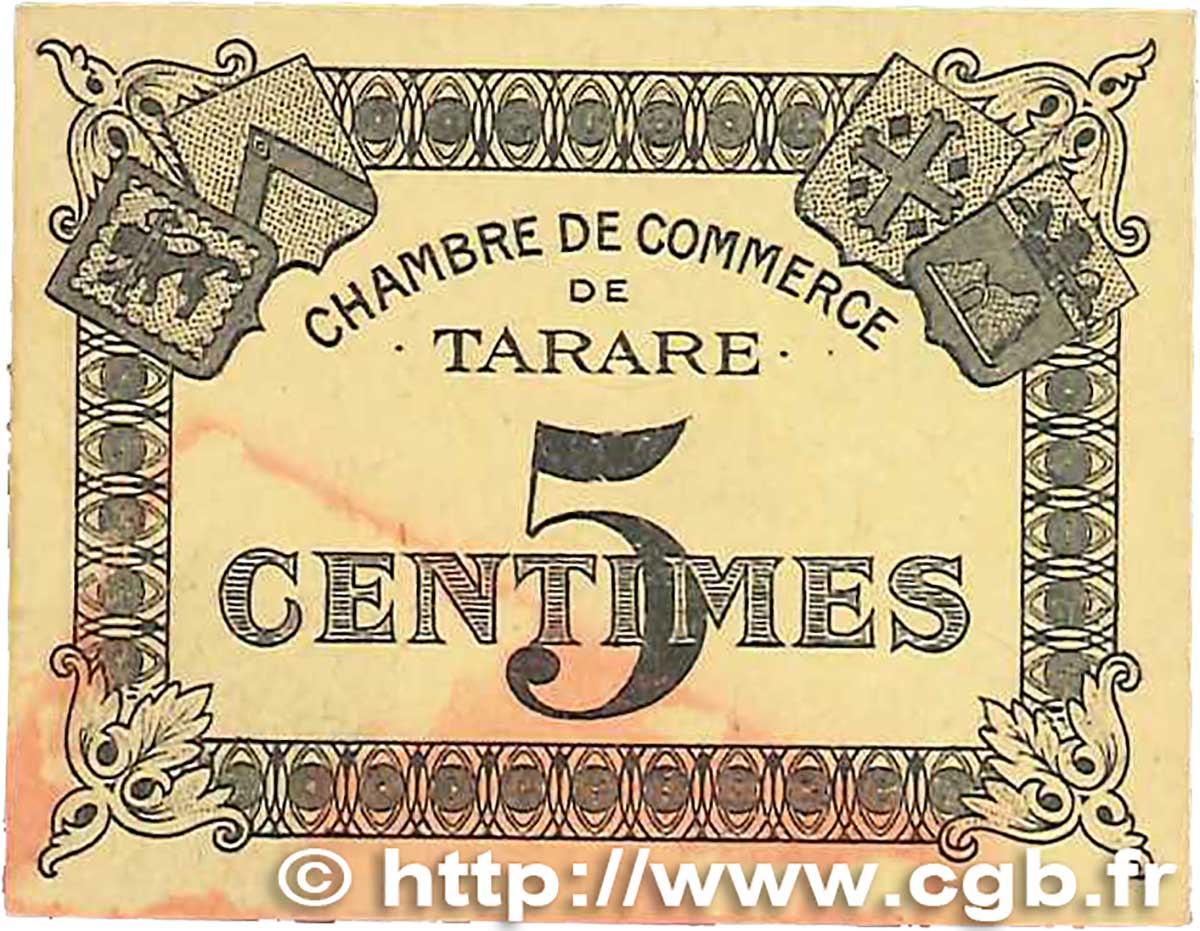5 Centimes FRANCE régionalisme et divers Tarare 1920 JP.119.35 TTB