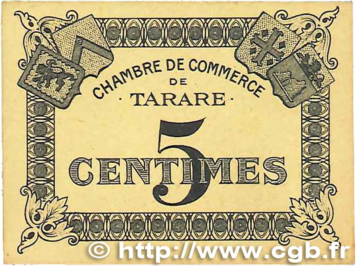 5 Centimes FRANCE régionalisme et divers Tarare 1920 JP.119.38 SUP