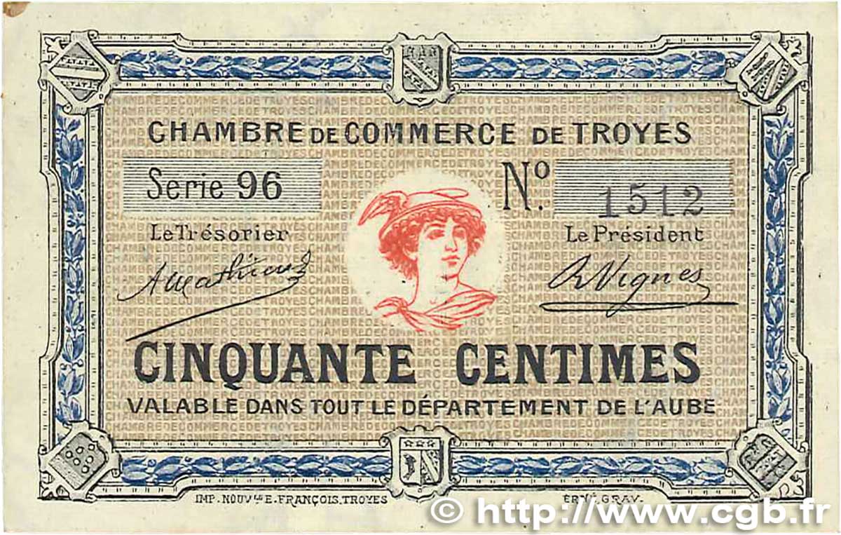 50 Centimes FRANCE régionalisme et divers Troyes 1918 JP.124.07 TTB+