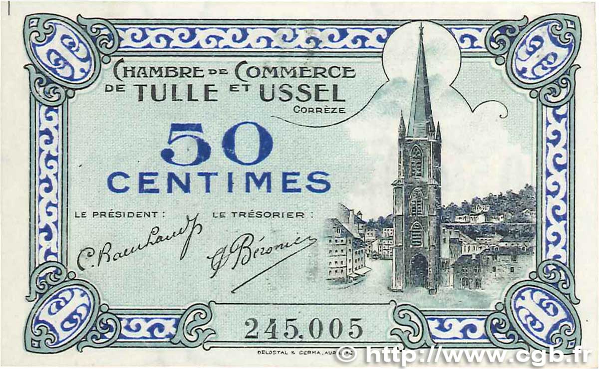 50 Centimes FRANCE régionalisme et divers Tulle et Ussel 1918 JP.126.01 SPL