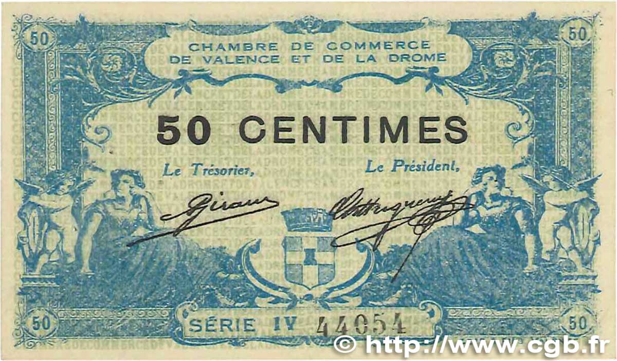 50 Centimes FRANCE régionalisme et divers Valence 1915 JP.127.06 SUP+