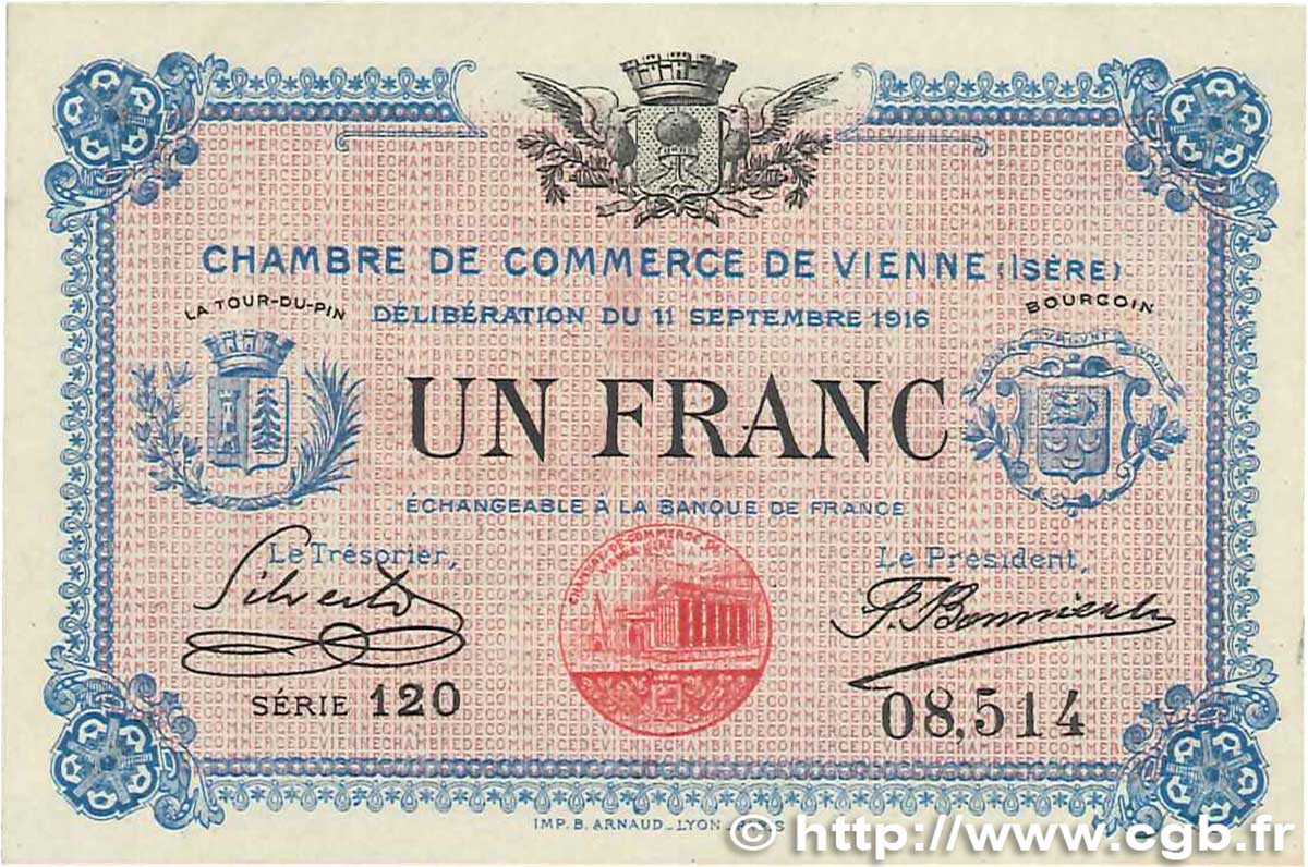 1 Franc FRANCE régionalisme et divers Vienne 1916 JP.128.18 SUP+