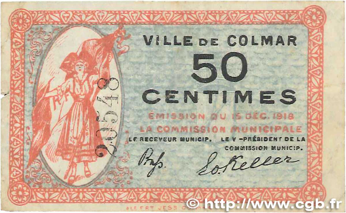 50 Centimes FRANCE régionalisme et divers Colmar 1918 JP.130.01 TB