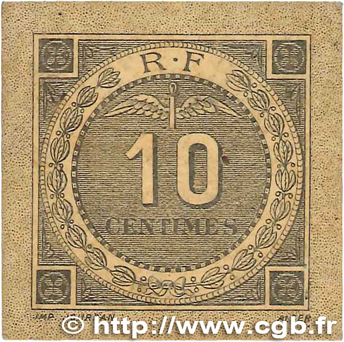 10 Centimes FRANCE régionalisme et divers Bougie, Sétif 1916 JP.139.10 TTB+
