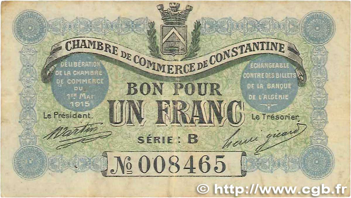 1 Franc FRANCE régionalisme et divers Constantine 1915 JP.140.04 TB