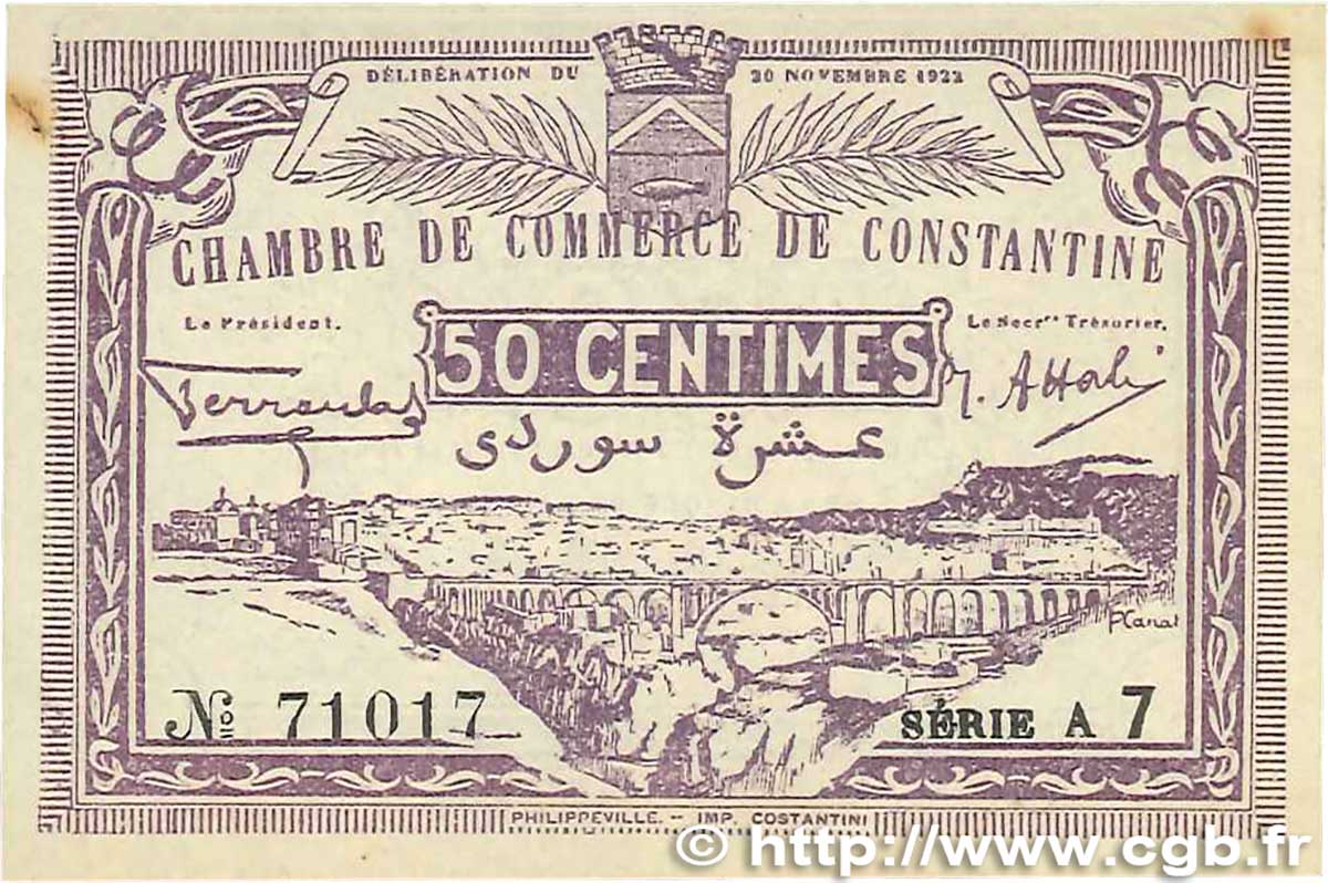 50 Centimes FRANCE régionalisme et divers Constantine 1922 JP.140.40 SPL