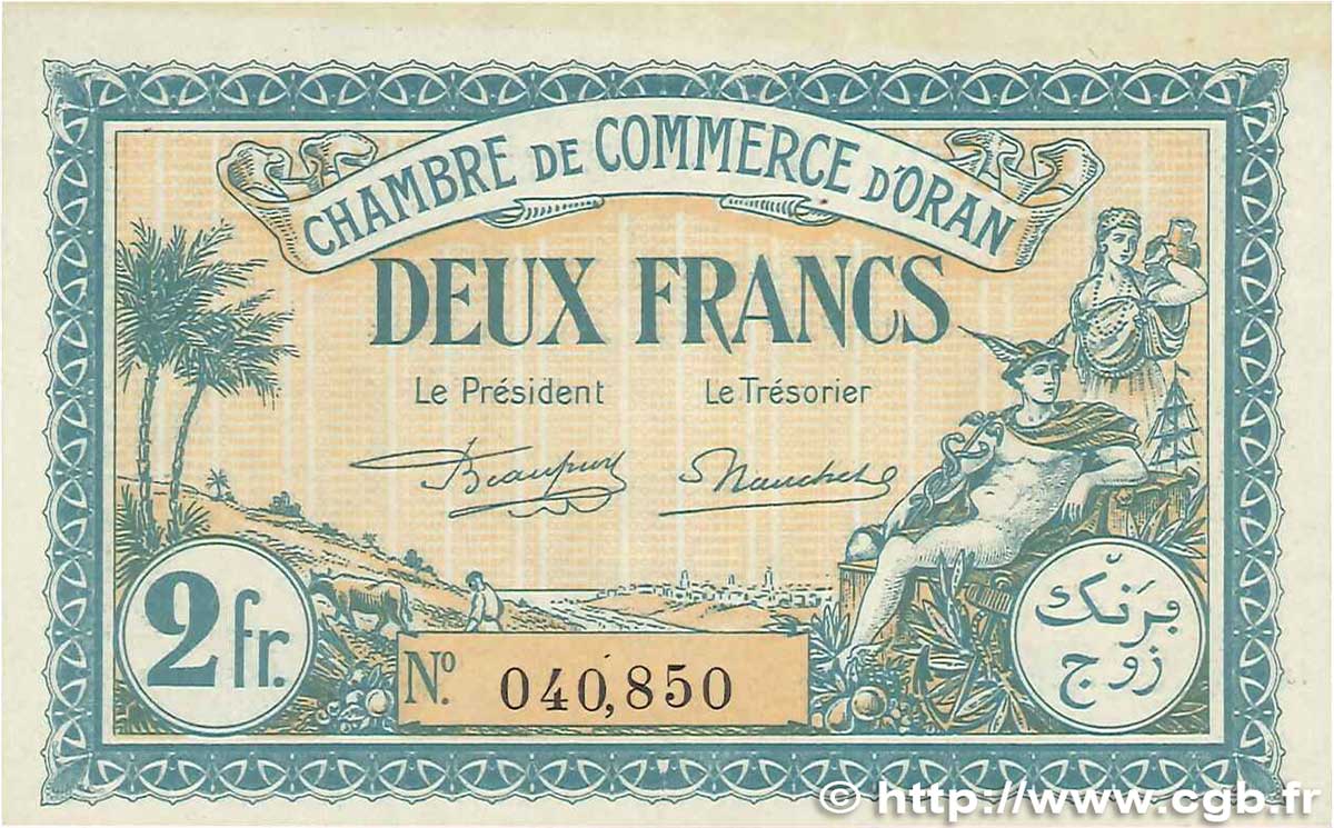 2 Francs FRANCE régionalisme et divers Oran 1921 JP.141.29 SPL+