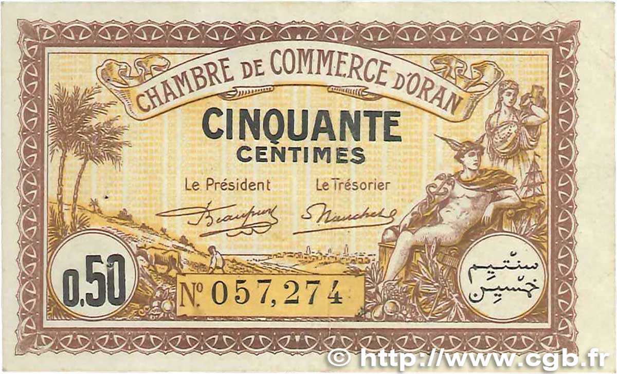 50 Centimes FRANCE régionalisme et divers Oran 1922 JP.141.31 TTB