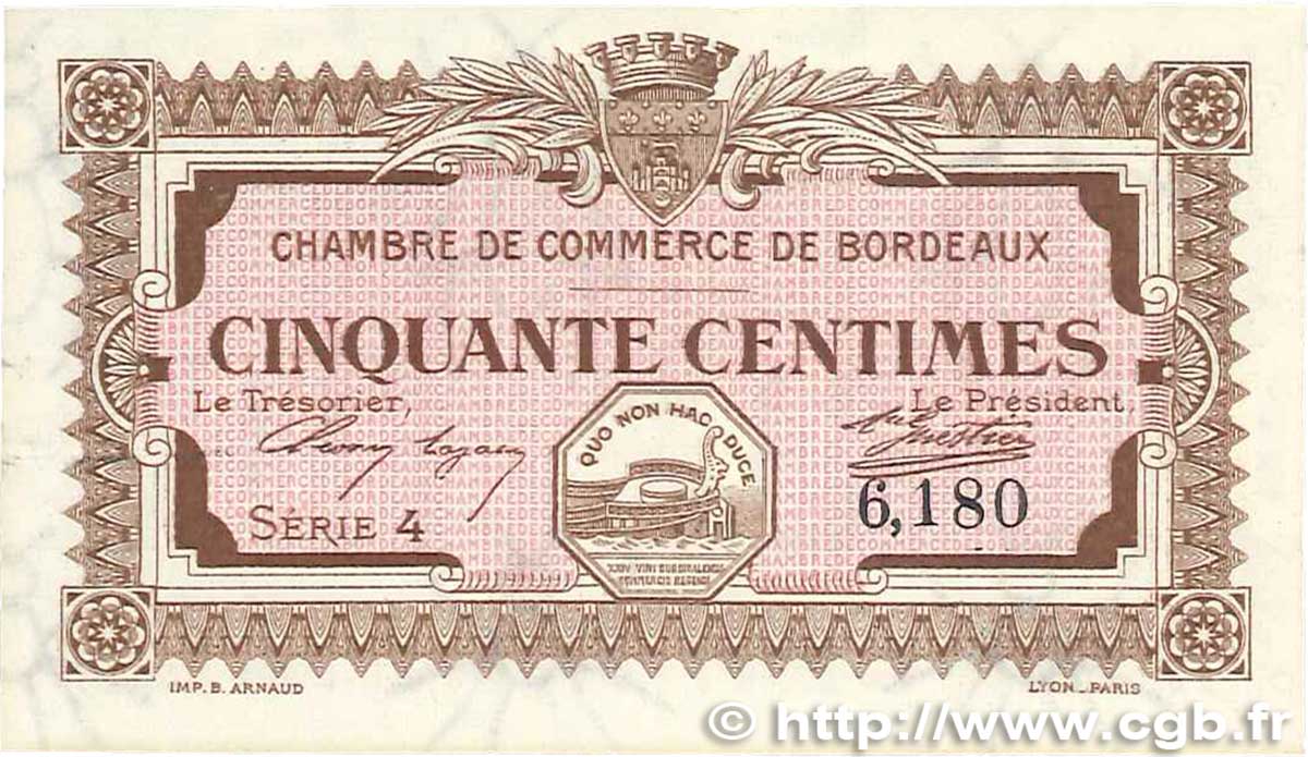 50 Centimes FRANCE régionalisme et divers Bordeaux 1917 JP.030.11 pr.SPL
