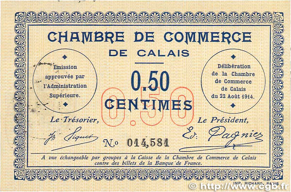 50 Centimes FRANCE regionalism and miscellaneous Calais 1914 JP.036.01 XF