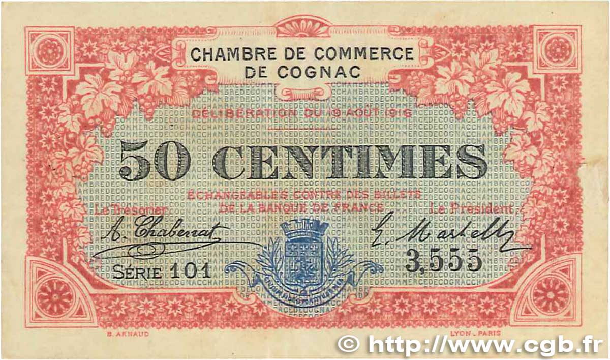 50 Centimes FRANCE régionalisme et divers Cognac 1916 JP.049.01 TTB