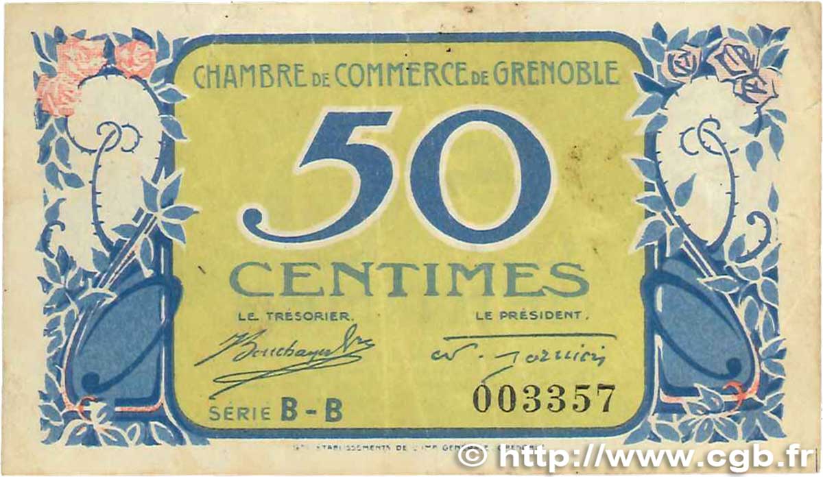 50 Centimes FRANCE régionalisme et divers Grenoble 1917 JP.063.16 TB