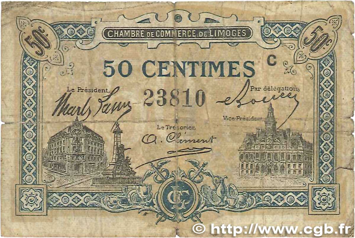 50 Centimes FRANCE régionalisme et divers Limoges 1914 JP.073.20 B+