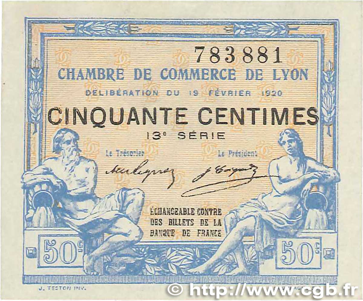 50 Centimes FRANCE régionalisme et divers Lyon 1920 JP.077.20 SPL+
