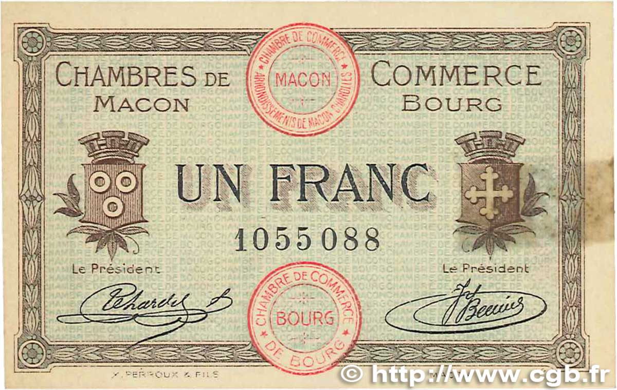 1 Franc Fauté FRANCE régionalisme et divers Macon, Bourg 1915 JP.078.03 SUP